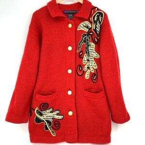 I.B. Diffusion Vintage Mohair Cardigan Sweater Coat Jacket Applique Size S